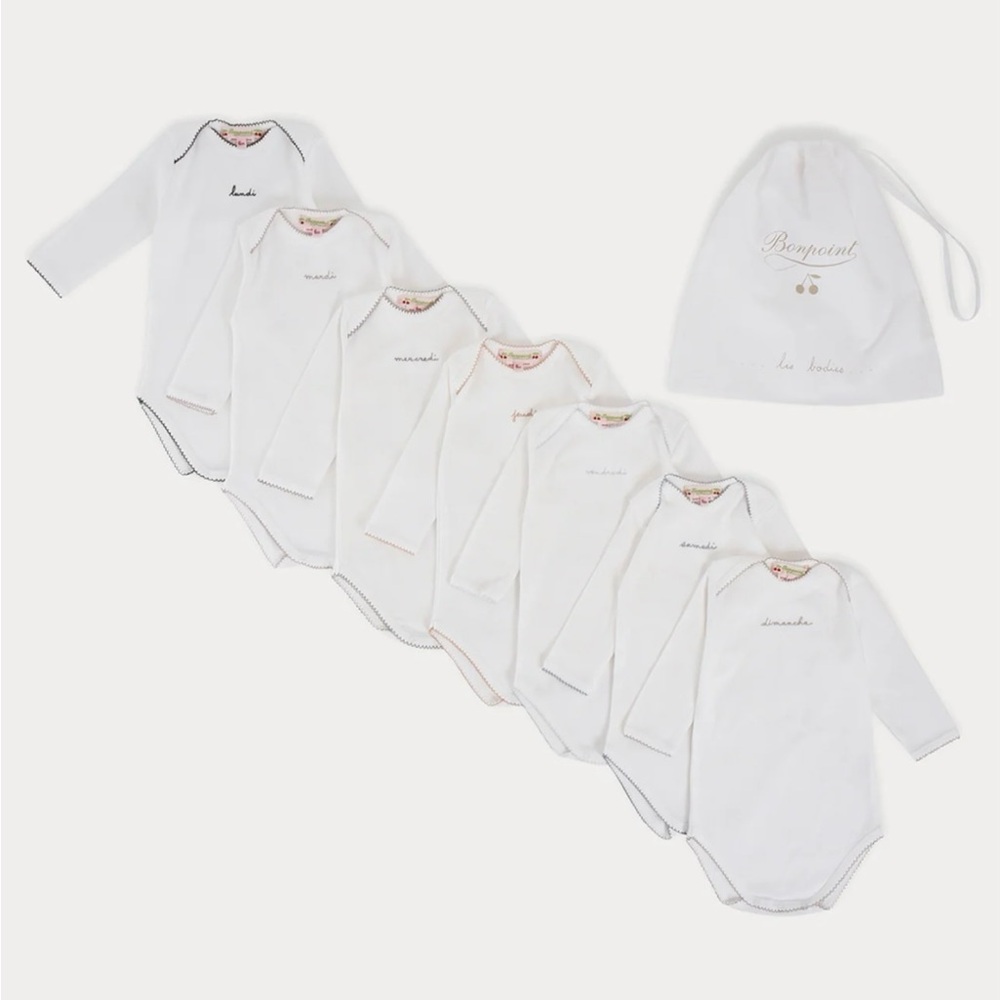 BONPOINT NWT 3mth Days of The Week Long Sleeve Onesie Bodysuits